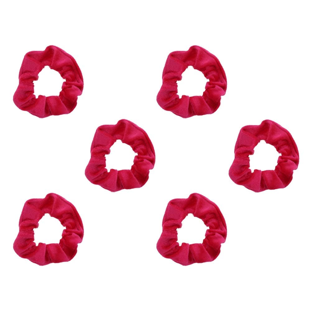 Velvet Solid Scrunchies Set of 6Hot Pink