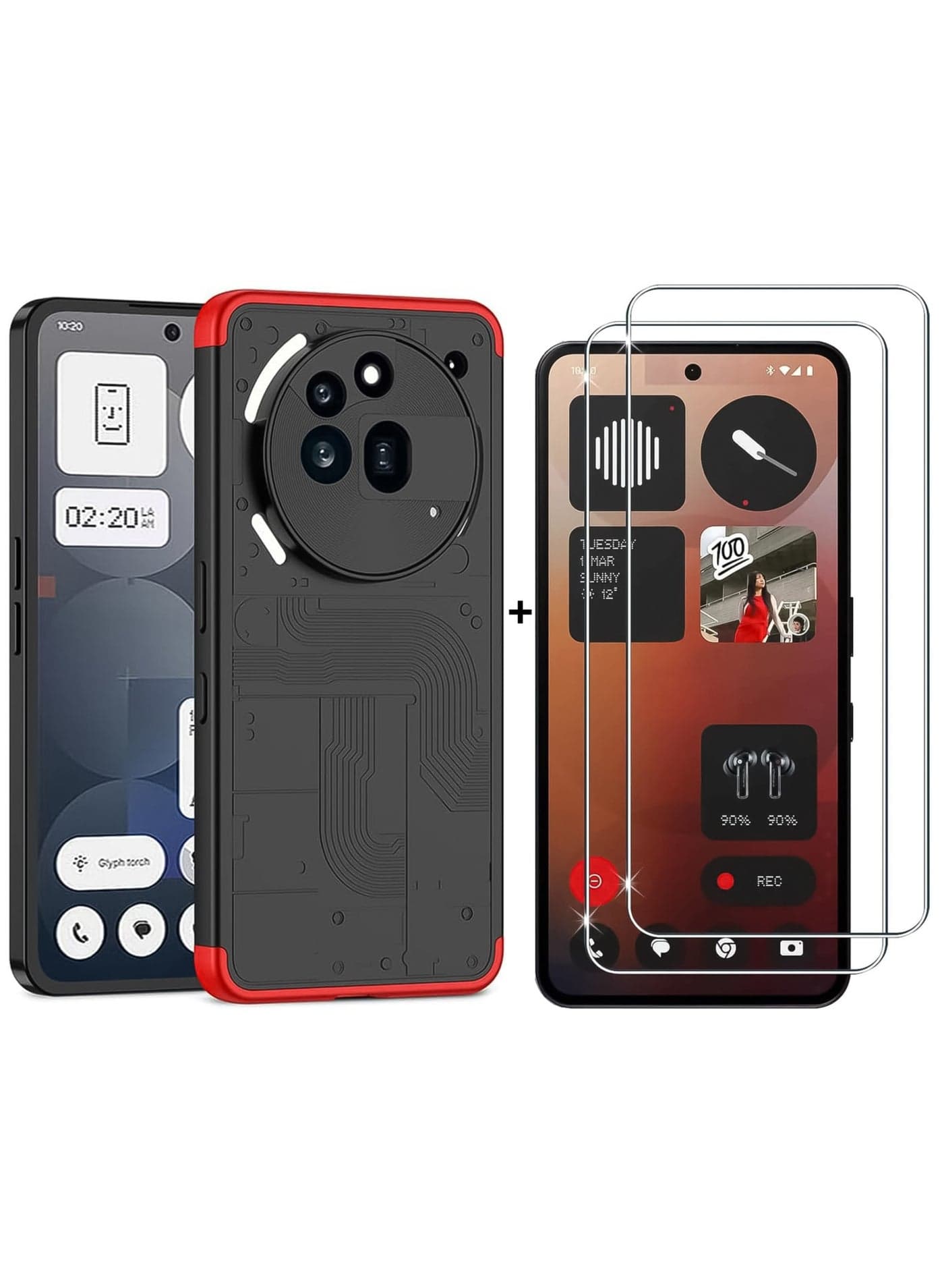 【1+2】 for Nothing Phone 3a Pro Case and Screen Protector Accessorise, 360 Degree Full Body Hard Plastic Material Protective Back Cover, Detachable Split Slim Fit Shockproof Casing