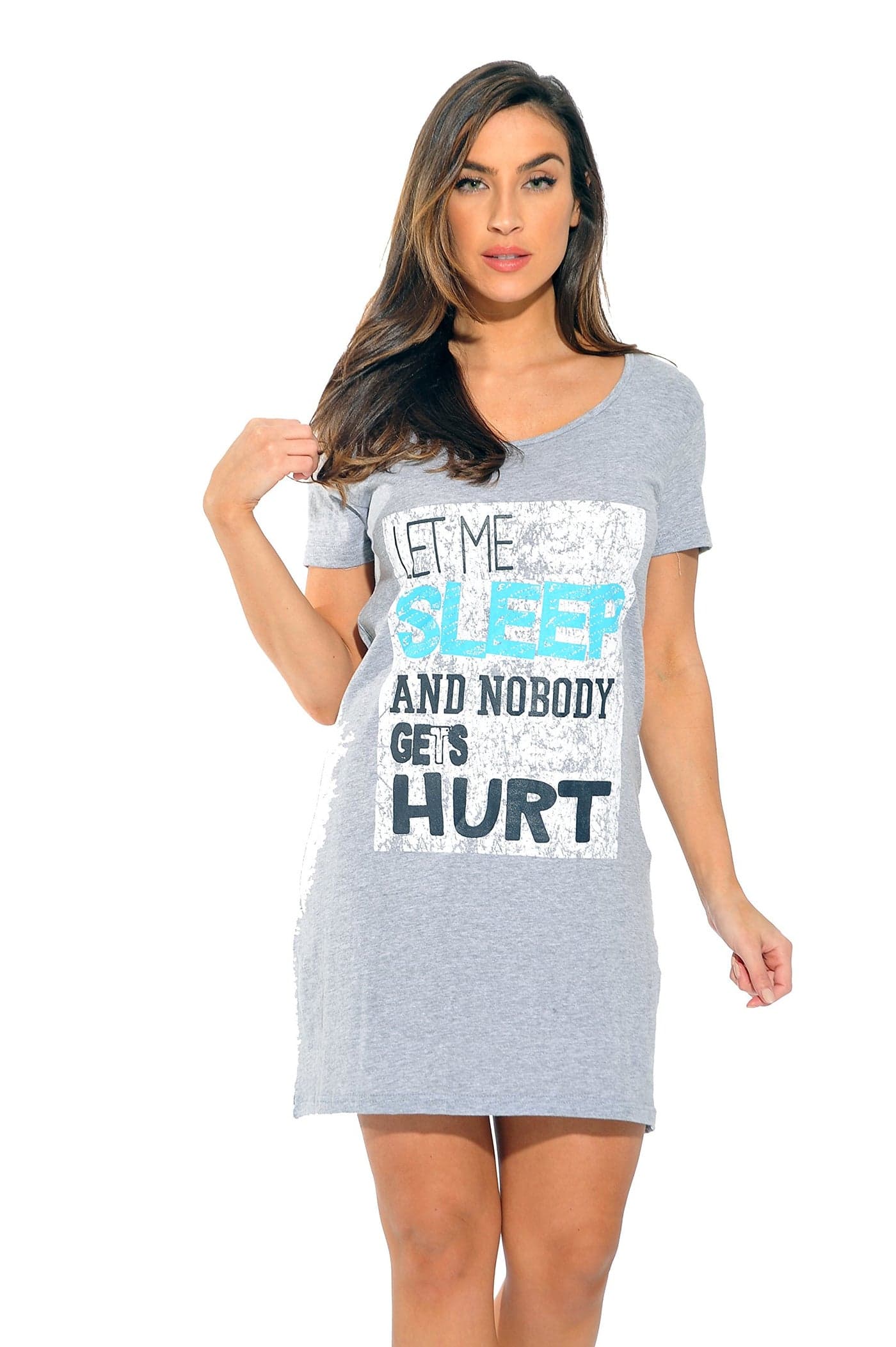 Just Love Sleep Dress for Women / Sleeping / Dorm Shirt / Nightshirt,Grey - Let Me Sleep,Large