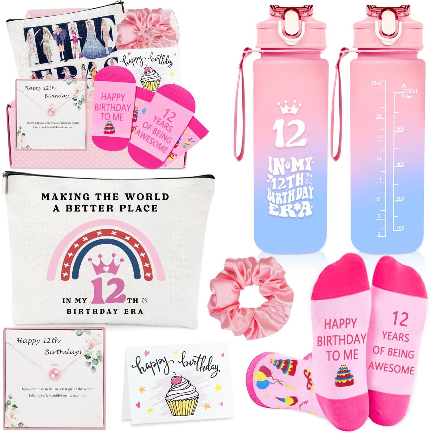 Awfrky 12 Year Old Girl Gifts Gifts for 12 Year Olds Girls Presents Birthday Gift for Girls Age 12 Younger Sister Daughter Niece Granddaughter Sweet 12th Birthday Decorations for Teen Girl