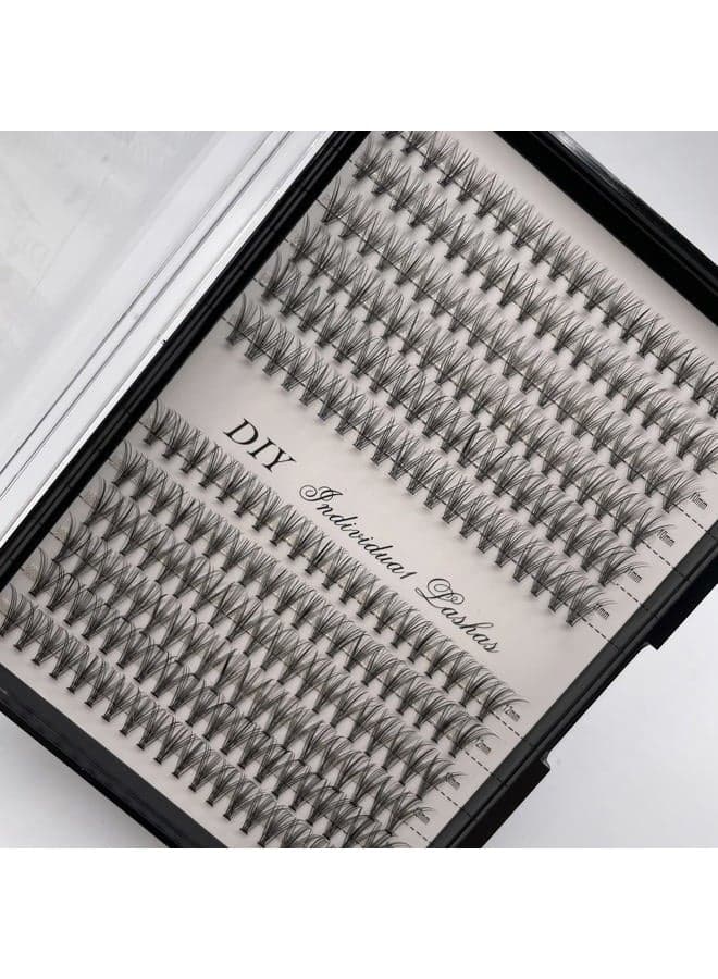 Individual Lashes/Lash Clusters 240pcs 9-14mm Cluster Eyelash Extensions /12 Roots/C Curl /0.07mm Cluster Lashes/Faux Mink Lash Extensions (C Curl, 20D Cluster Lashes)