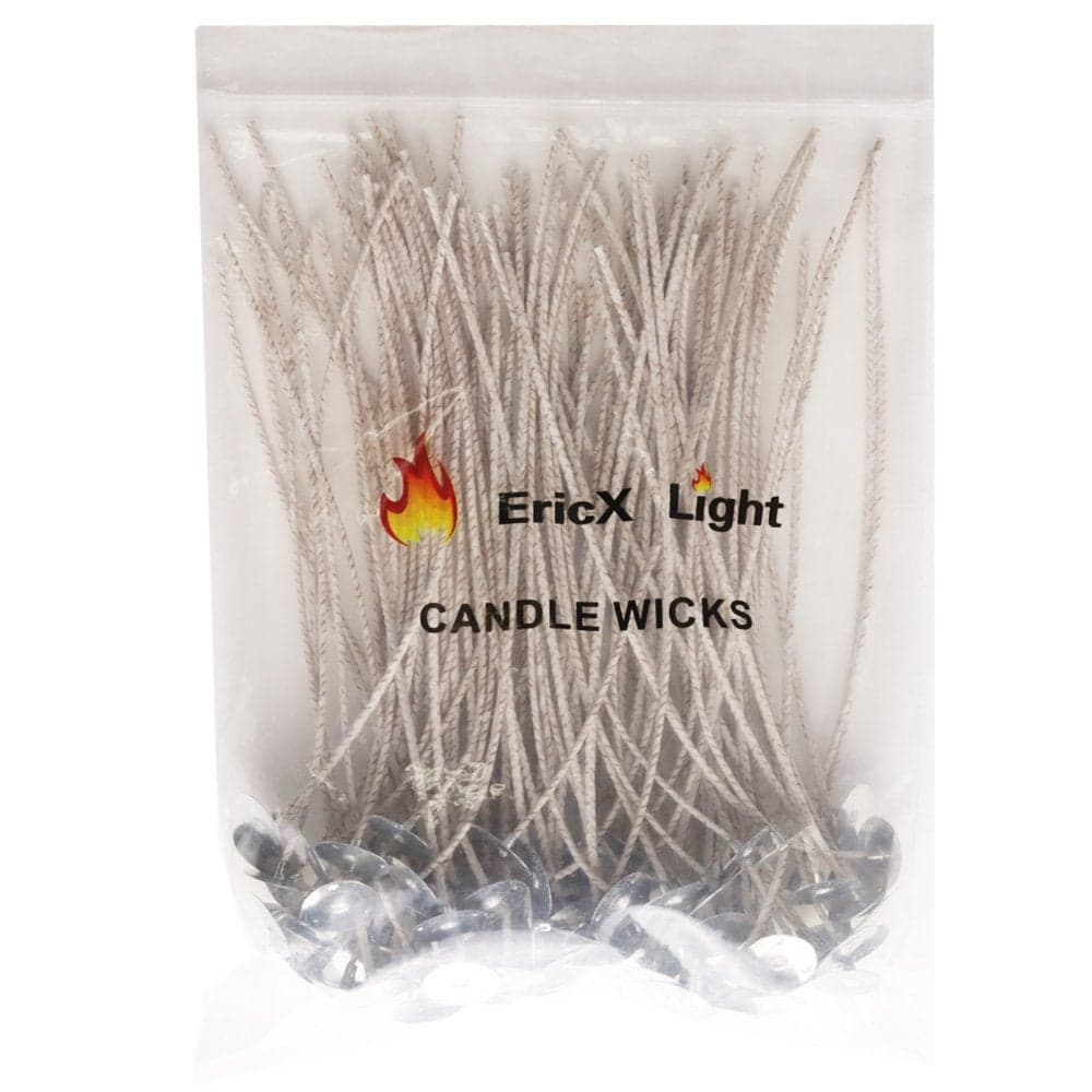 EricX Light 100 Piece 8 inch Soy Wax Candle Wick Cotton and Paper Interwoven core Large for Candle Making Candle DIY