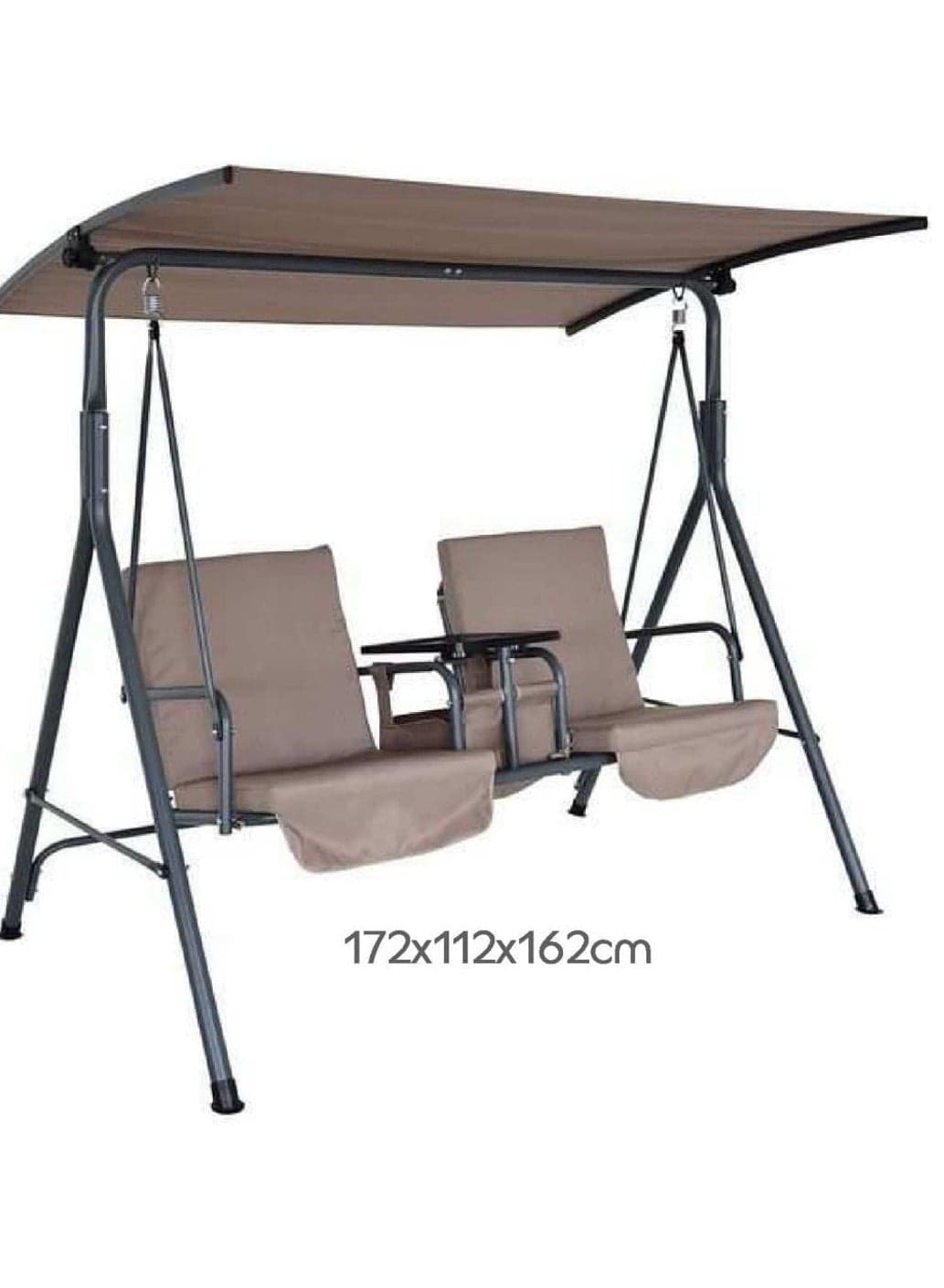 Outdoor Patio Swing Chair, Adjustable Canopy Swing With Removable Cushion Weather Resistant Powder Coated Steel Frame For Patio, Garden, Poolside, Balcony, Backyard