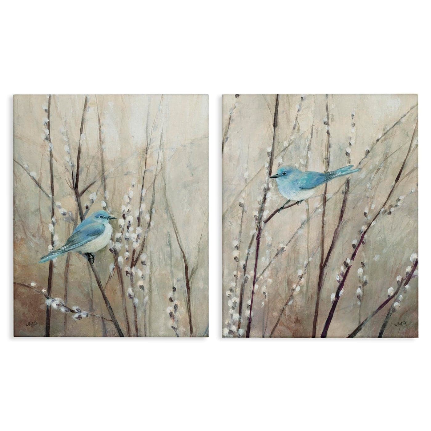 Stupell Industries Peaceful Perched Blue Birds Animal Nature Painting