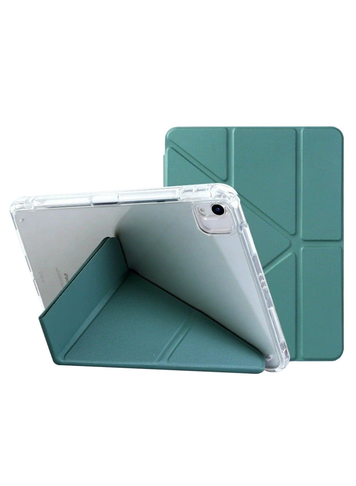 for iPad 2022 (10th Gen) 10.9 inch Case Cover, Triple Fold Y-shaped Design, Multi Angle, Leather Tablet Cover With Pen Slot, Automatic Wake-up/sleep, Green.
