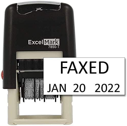 ExcelMark Faxed - Self-Inking Rubber Date Stamp - Compact Size - Black Ink