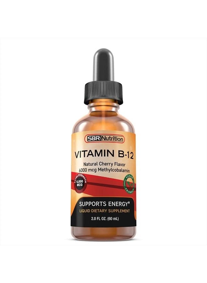 Extra Strength 6000mcg Vitamin B12 Sublingual Liquid Drops - Methylcobalamin, VIT B 12 Supports Energy, Max Absorption, 60 Servings, Non-GMO, Vegan Friendly, Manufactured in The USA