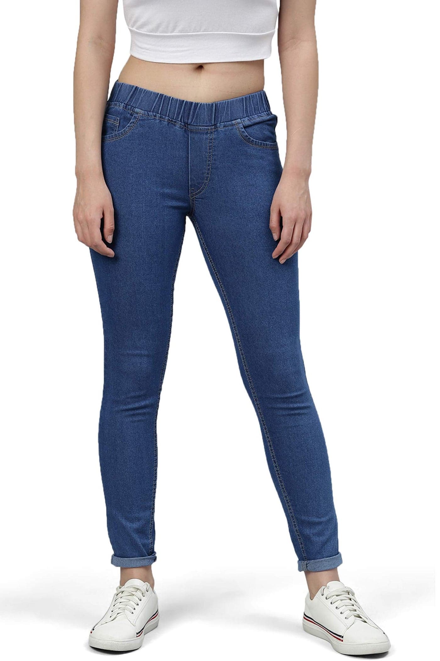 ADBUCKS Women's Denim Slim Fit Mid Rise Stretch Jeggings (Stoneblue, 40)