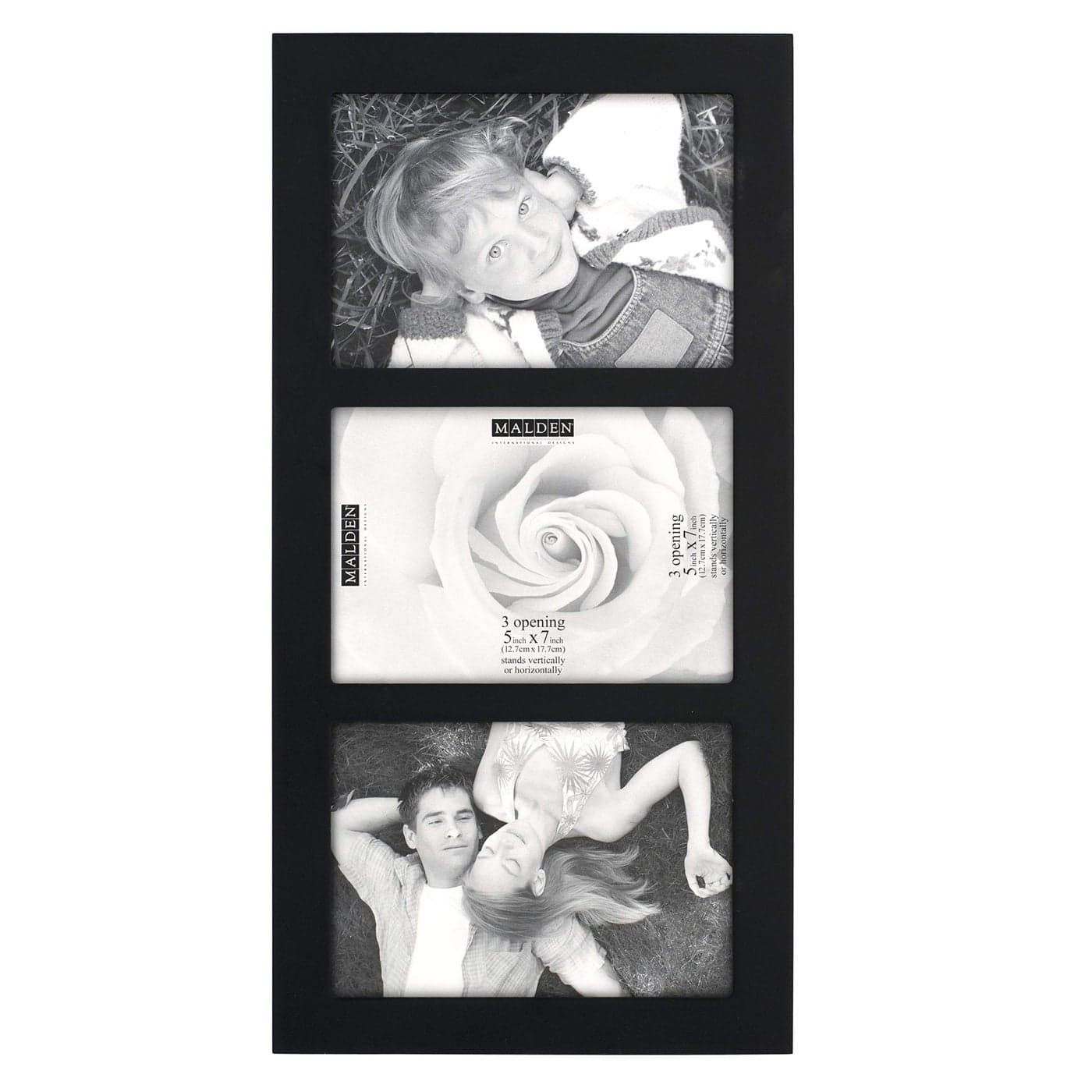 Malden 3Opening Collage Frame Displays Three 5x7 Pictures Black