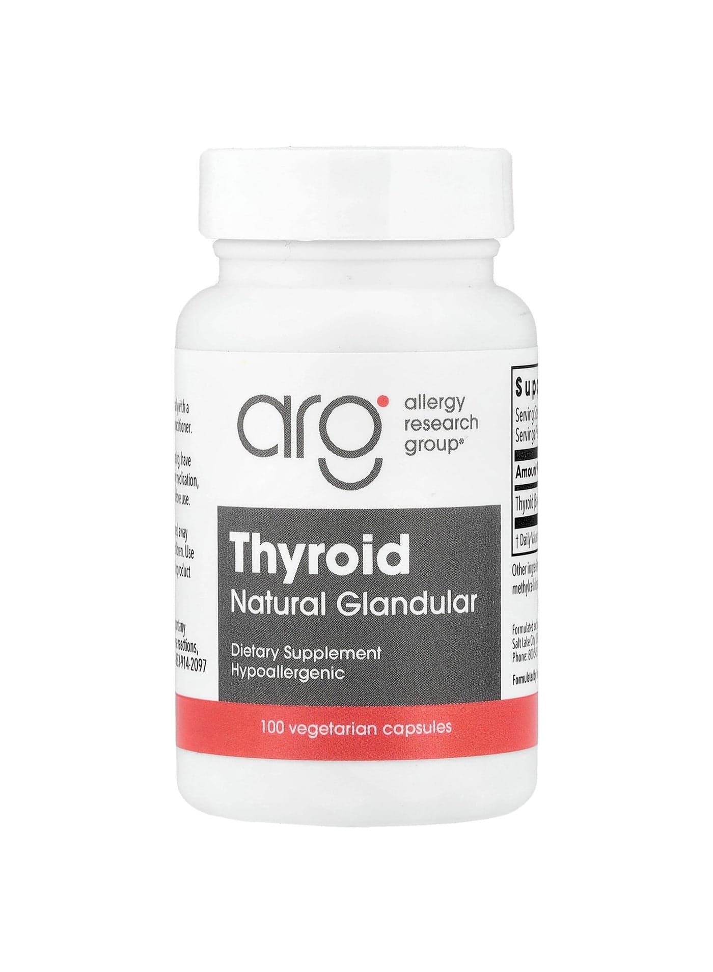 Thyroid, Natural Glandular, 40 mg, 100 Vegetarian Capsules
