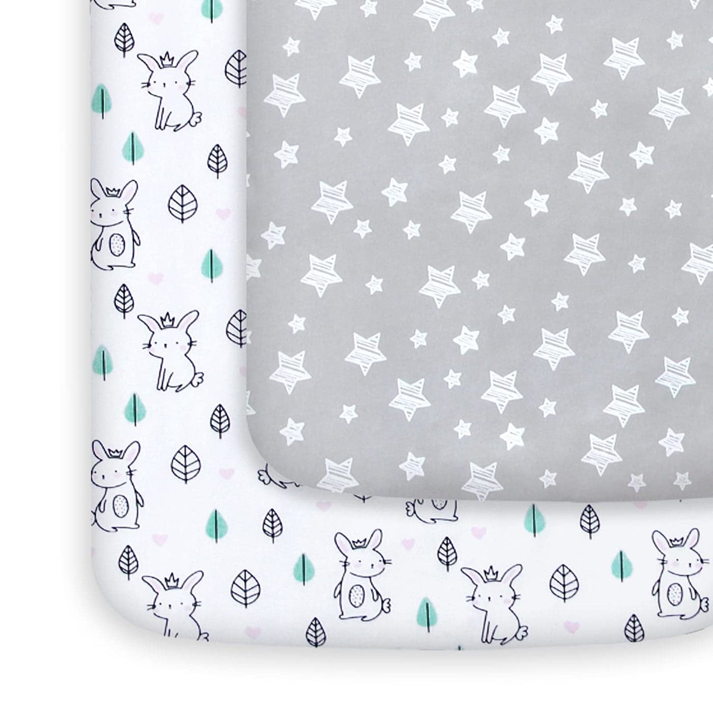 Pack and Play Sheets 2 Pack Mini Crib Sheets Stretchy Playard Fitted Sheet Compatible with Graco Pack n Play Soft and Breathable Material Stars Bunny