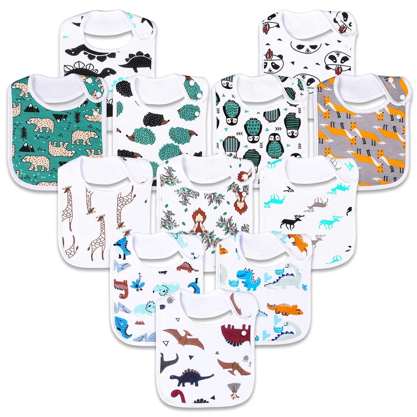Benoxine Baby Bibs Super Soft and Absorbent 100% Organic Cotton Baby Bandana Drool Bibs Set for Boys Girls Newborn Unisex 3-36 Months 12 Pcs