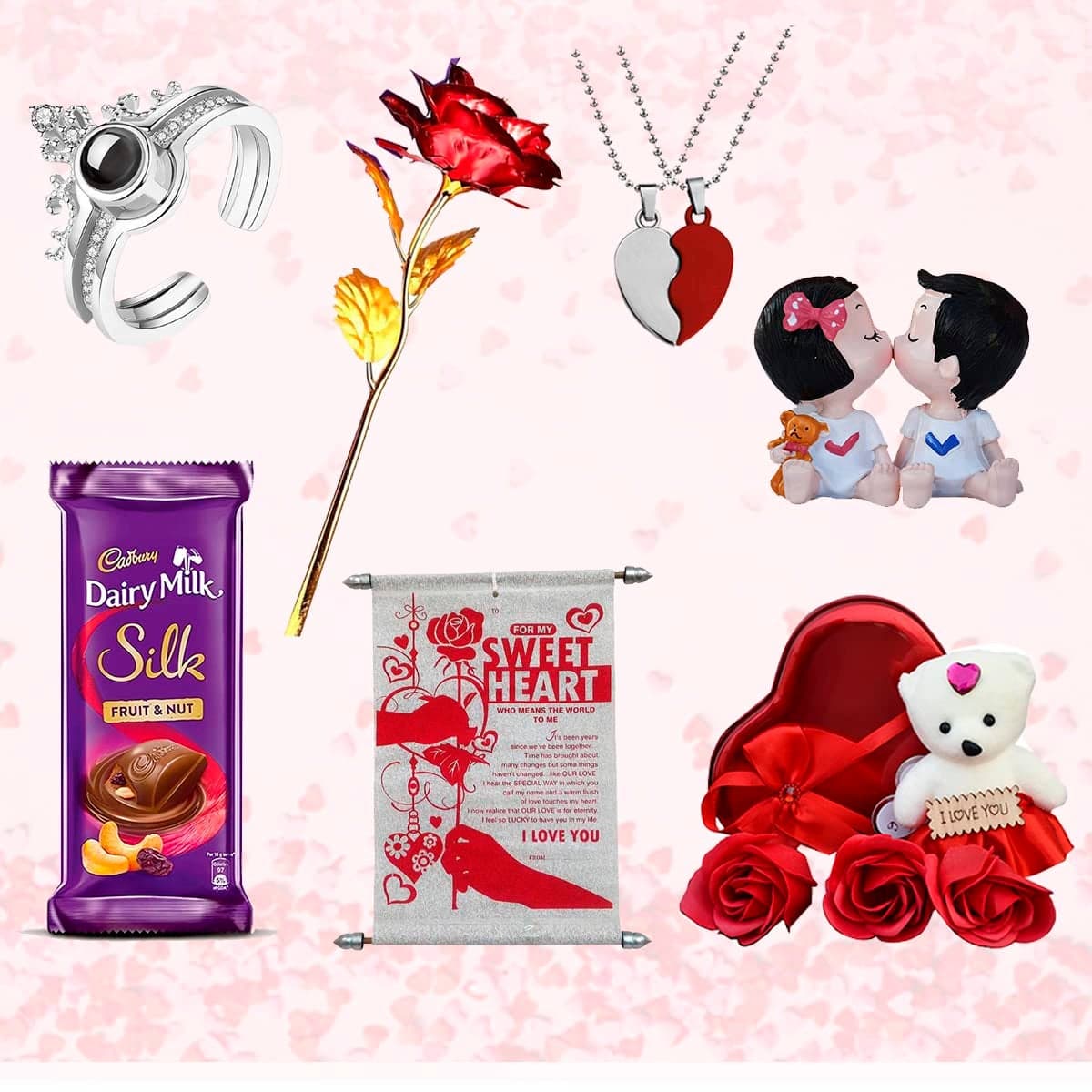 Saugat Traders Valentine Gifts Combo For 7 Days Week Gift Set For Girlfriend - Boyfriend|Romantic Combo Set For On Valentine's Day Week For Couples - Chocolate, 50 Gram