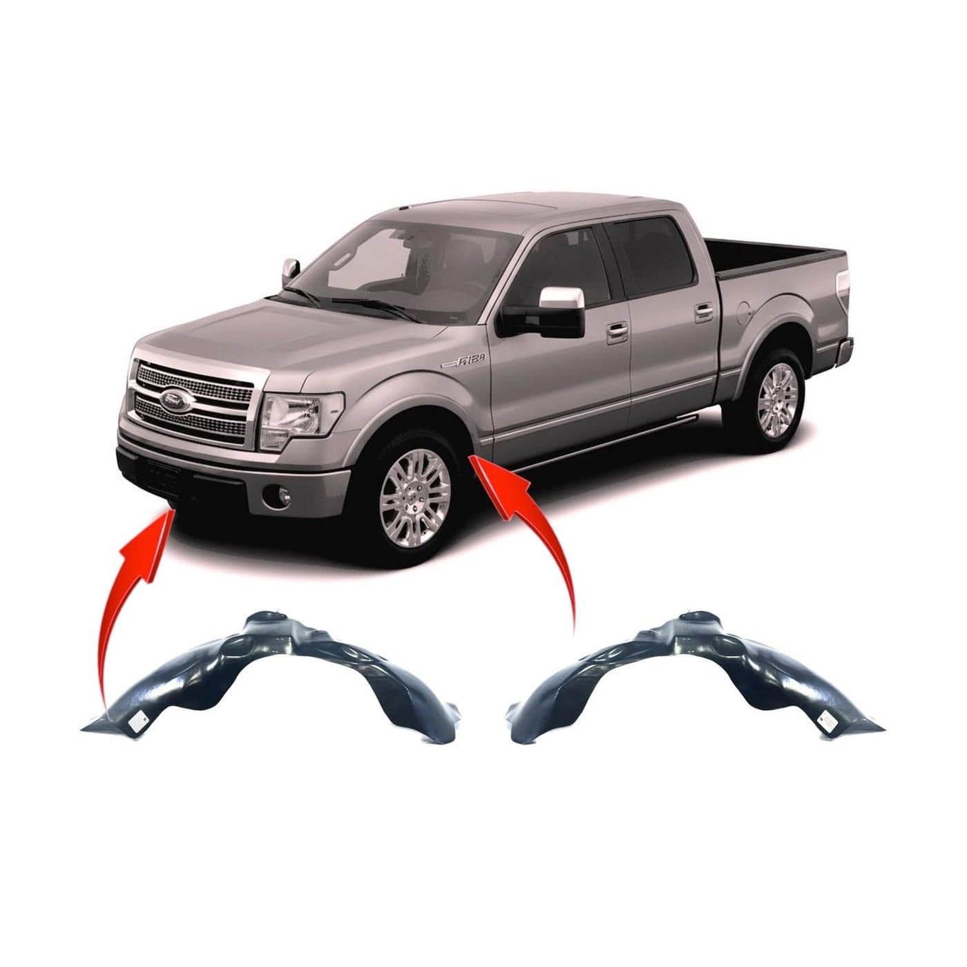 FitParts Compatible With Front Left Right Driver Passenger Set Pair Fender Liner Ford F150 20102014 New Plastic Ready to Install FO1248146 FO1249146