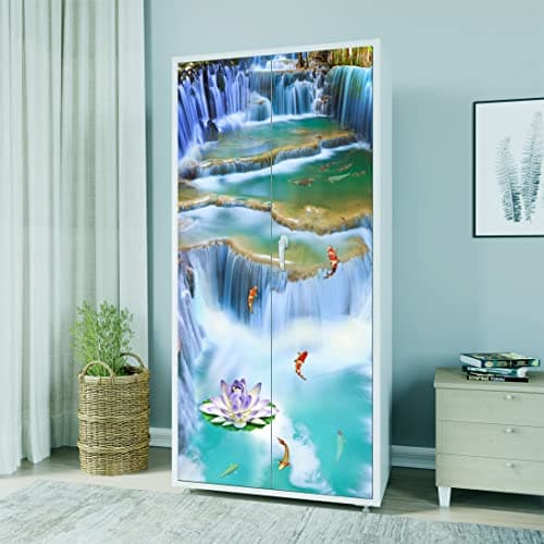 WallDaddy Self Adhesive Almirah Stickers, Wall Stickers, Decorative Sticker Wallpaper for Home Wardrobe Doors (Infinite Waterfall Almirah) PVC Vinyl Size Large (39 x 84 Inch)