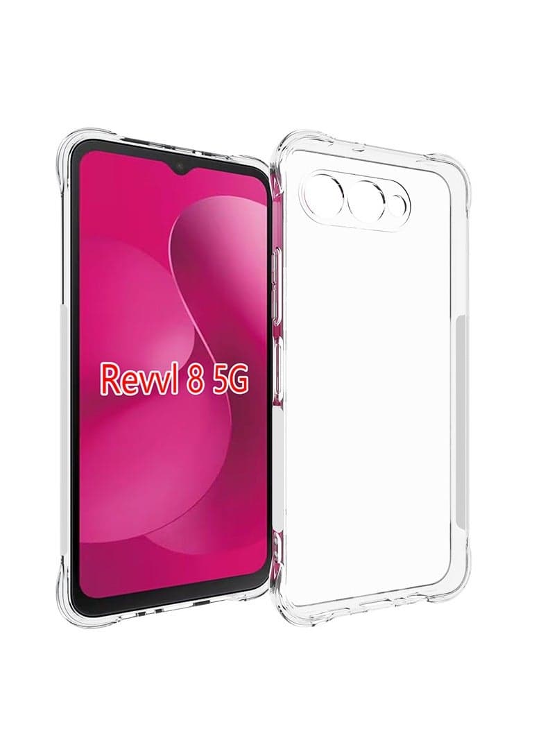 Clear Protective Case Compatible with T-Mobile Revvl 8 5G Slim-Fit TPU Clear Soft Back Cover Features 4-Corner Shock-Absorbing Airbags and Camera Lens Protection