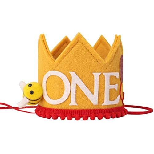 LINLULU Bee Birthday Crown for 1st Brithday Happy Bee Day Birthday Decorations First Birthday Crown 1st Birthday Hat First Birthday Decorations