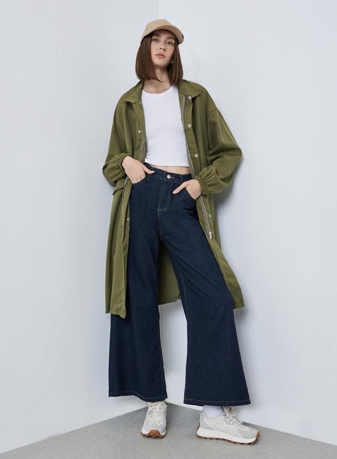 Styli Olive Oversized Utility Coat with Drawstring — M
