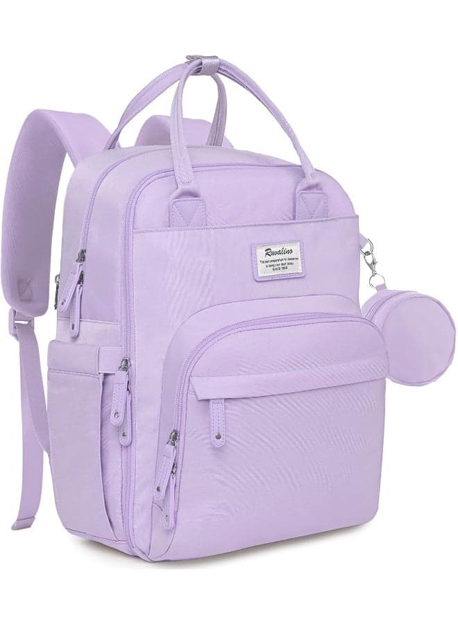 RUVALINO Diaper Bag Backpack, Multifunction Travel Pack Maternity Baby Changing Bags, Large Capacity, Waterproof, Taro Purple