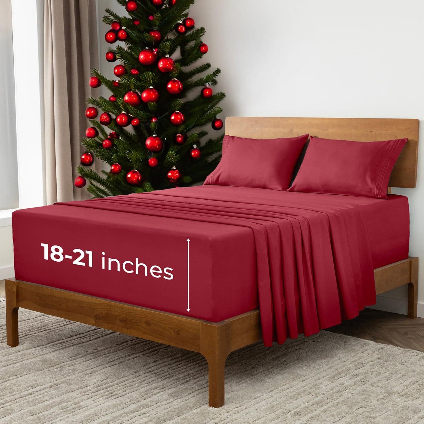 Mellanni Extra Deep California King Sheets 4 PC Iconic Collection Bedding Hotel Luxury Ultra Soft Cooling Bed Sheets Wrinkle Fade Stain Resistant Cal King Brick Red