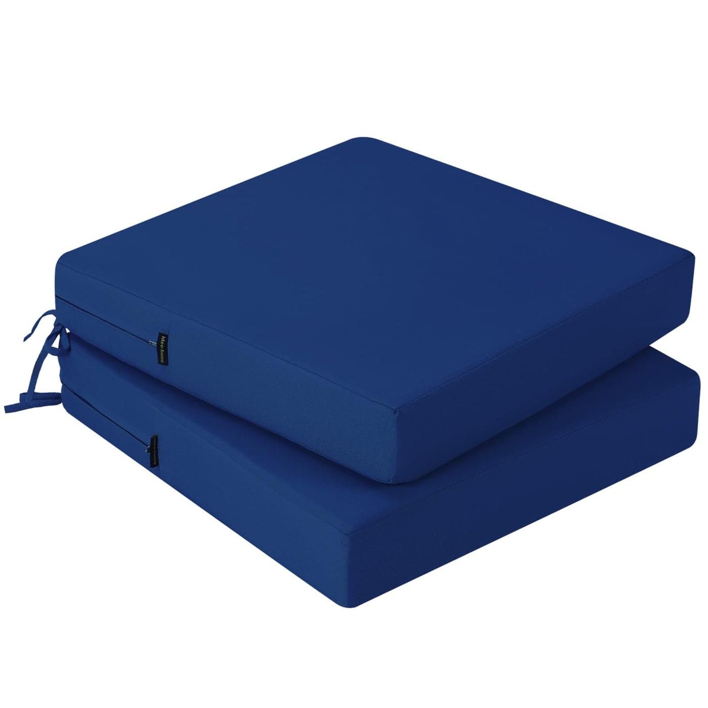 ideehome Outdoor Chair Cushions Set of 2 Waterproof Outdoor Seat Cushions for Patio Furniture Outside Replacement Chair Pad with Ties for Lawn Deck Porch 22 x 22 Navy Blue