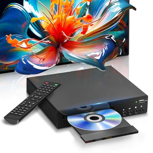 HDMI DVD Player for TV, 1080P Region Free DVD Player with USB Input and HDMI/RCA Output, CD Player with Remote Control Support PAL/NTSC