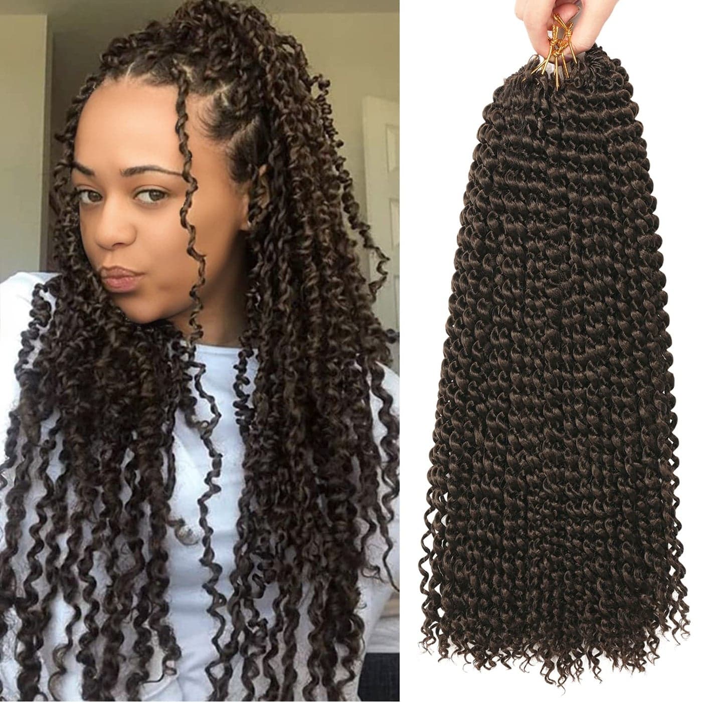 Ubeleco Passion Twist Hair18 Inch Water Wave Crochet Hair 6 Packs Passion Twists Crochet Hair for Women Long Bohemian Synthetic Curly Braiding Hair Extension6pcs4