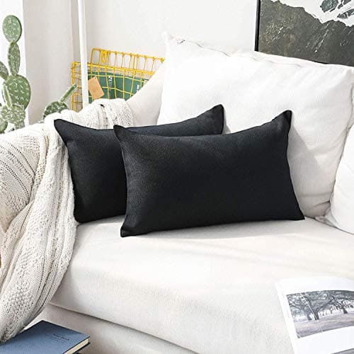 KhootiJute Cushion Cover, Throw Pillow Cover for Couches, Chairs, Sofas, Beds, Coffee Tables, Living Rooms, Bedrooms, Modern Boho Design, 8X12 Inches/20X30 Cm | Dark Grey | Set of 2