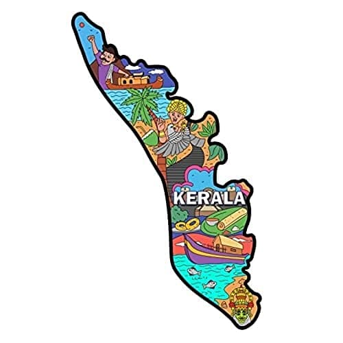 Skywalk India Souvenir Wooden MDF Kerala Fridge Magnet (Multicolour) M-504