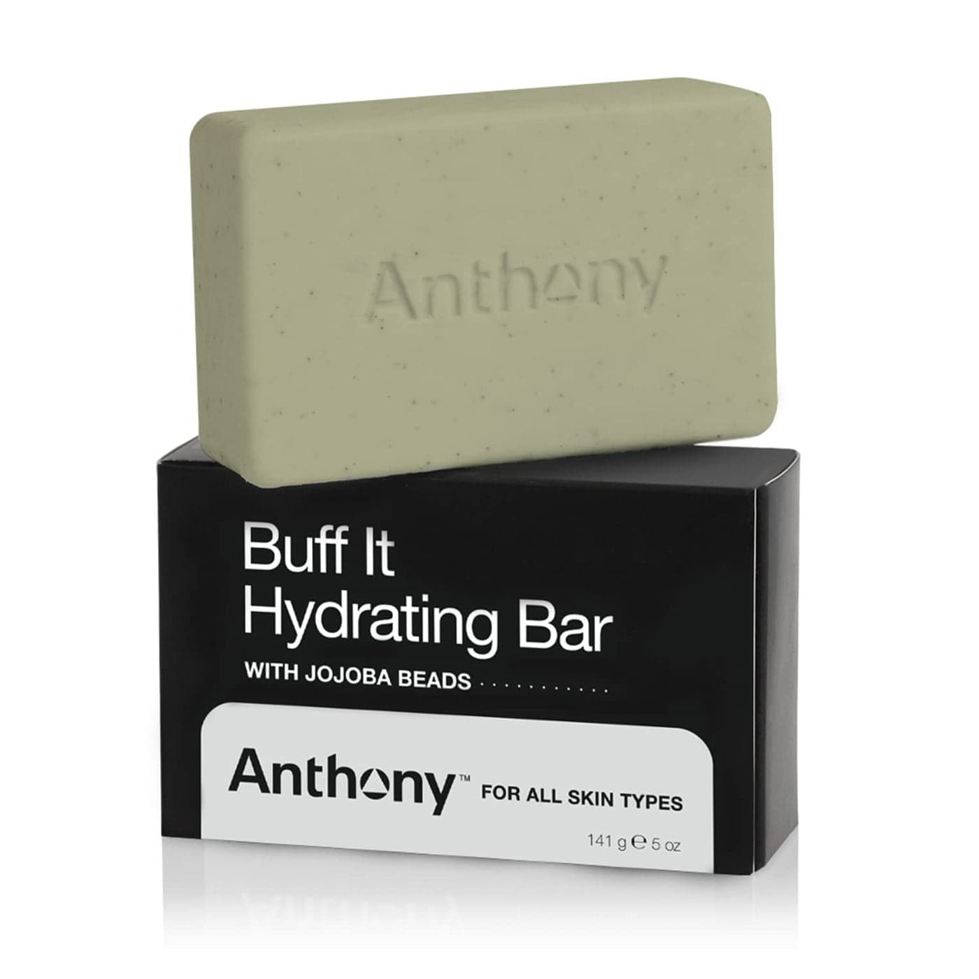Anthony Mens Buff It Hydrating Soap Bar 5 Oz Enriched with Jojoba Beads Aloe Extract Avocado Coconut Oils for Hydrating Nourishing Body Skin