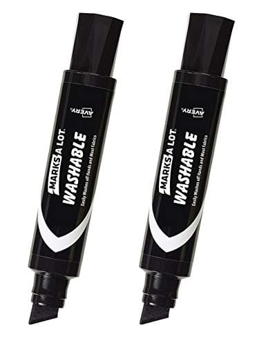 Avery Consumer Products : Jumbo Tip Markers,Washable,Desk Style,Chisel Tip,Black -:- Sold as 2 Packs of - 1 - / - Total of 2 Each