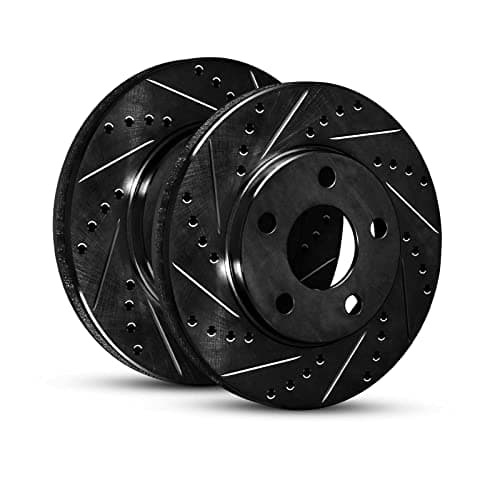 R1 Concepts Rear Brake Rotors Fits 20102024 Audi A3 20102025 Audi A3 Quattro 20162018 Audi A3 Sportback etron 20102016 Volkswagen EosDrilled Slotted Black Disc Brake Rotors