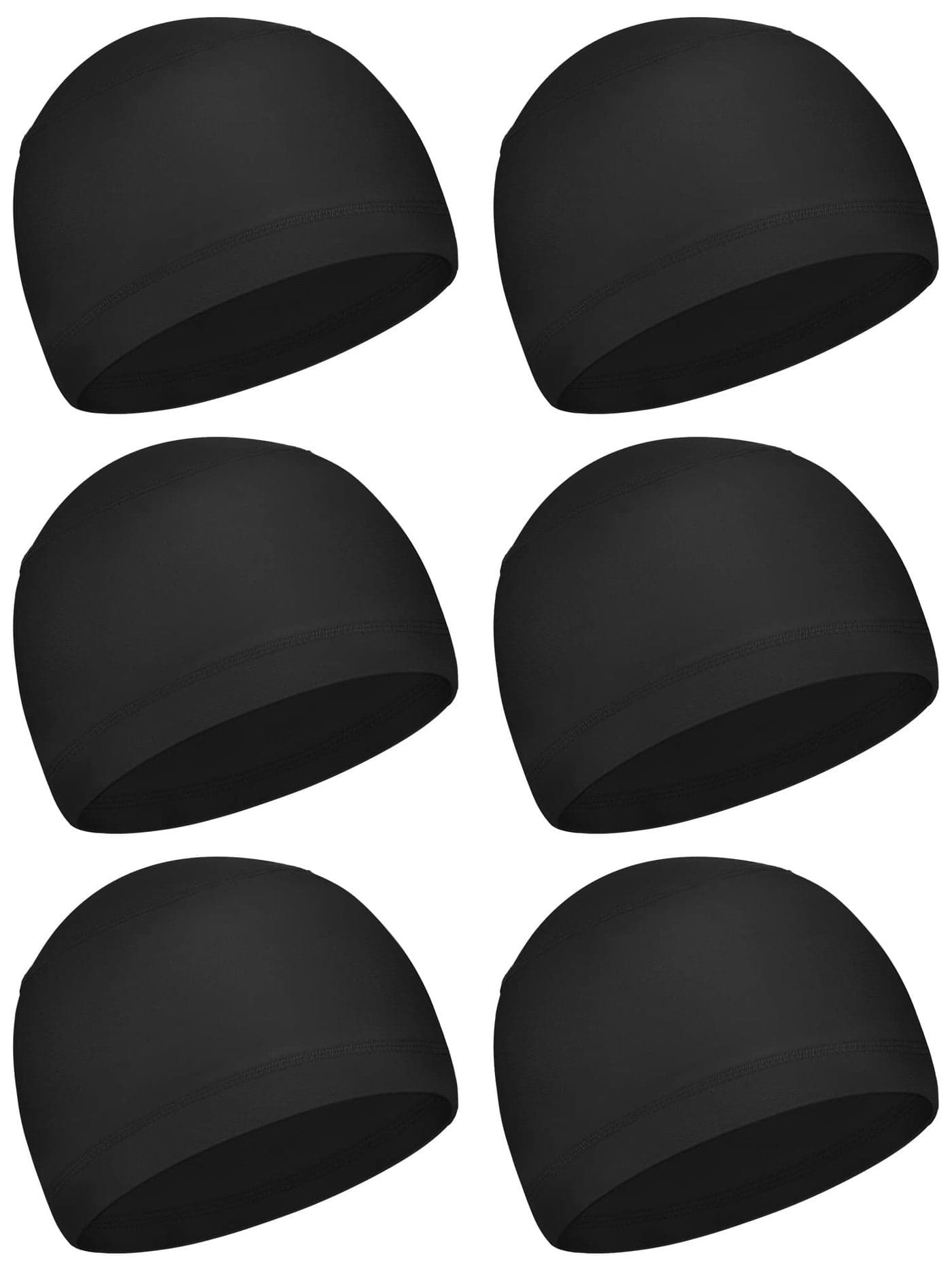 Geyoga 6 Pieces Skull Cap Sweat Wicking Cap Running Hats Helmet Liner for Men and Women Fitting Running Jogging Exercise(Black,One Size)
