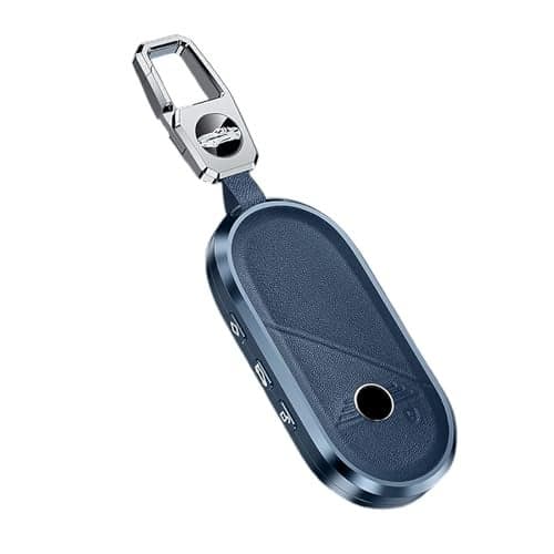 ontto Key Holder Fit for Mini Countryman Cooper One Aceman U25 J01 J05 F65 F66 2024 2025 Car AccesoriesPU Leather Metal Key Cover Snap on Design Car Key CaseBlue