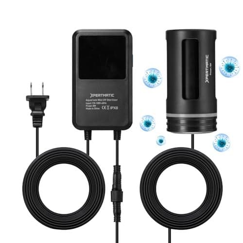 SainSmart XpertMatic Aquarium Sterilizer Light, 5W Mini Submersible Sanitizer with Timer Aquarium, Waterproof Lamp Cleaning Green and Algae for Fish Tank, Pond, Swimming Pool, Saltwater, Freshwater