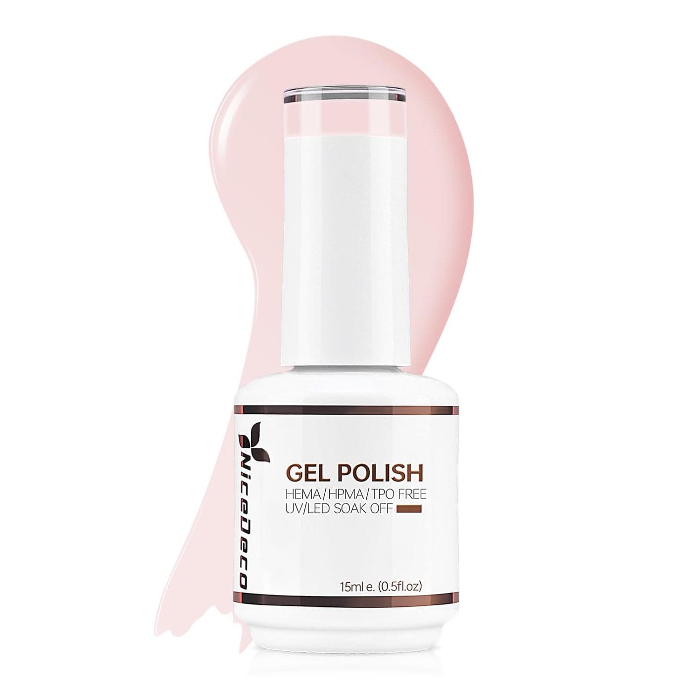 Nicedeco Hema Free Gel Nail Polish 1 Pcs 15ml Cruelty Free Vegan Clear Pink Color Soak Off LED U V Gel for Nail Art Manicure Salon DIY 017