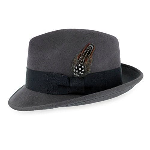 Hats in the Belfry Trilby Men/Women Snap Brim Vintage Dress Fedora Hat 100% Wool Felt in Black, Grey, Navy, Brown and Pecan (2XL Grey)