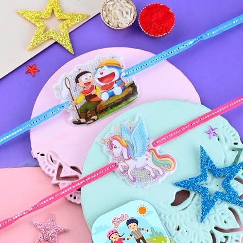 CraftVatika Magnet Rakhi Gift for Kids Rakhi Set of 2 for Brother Boy Sister Girls Kids, Rakhi with Fridge Magnet, Rakhi Set of 2 for Boy Girls, Fridge Magnet for Fridge Door Decor
