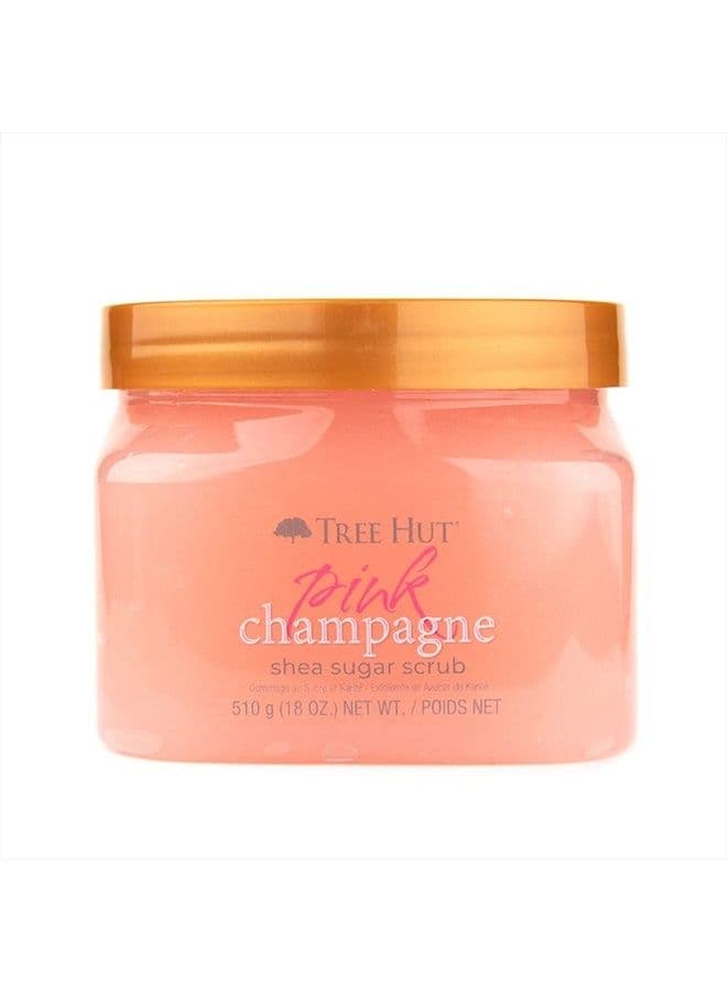 Tree Hut Pink Champagne Shea Sugar Scrub 18 Oz! Formulated With Real Sugar, Certified Shea Butter And Peach Extract! Exfoliating Body Scrub That Leaves Skin Feeling Soft & Smooth! (Pink Champagne)