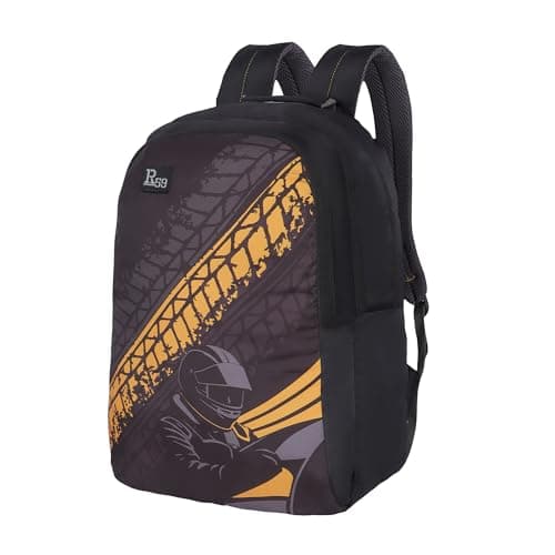 R59 Trax By Harissons 37L School Bag for Boys & Girls | College Backpack for Men & Women with Spacious Compartment, Organizer, Bottle Holder & Ventilated Back Panel (Black & Yellow)