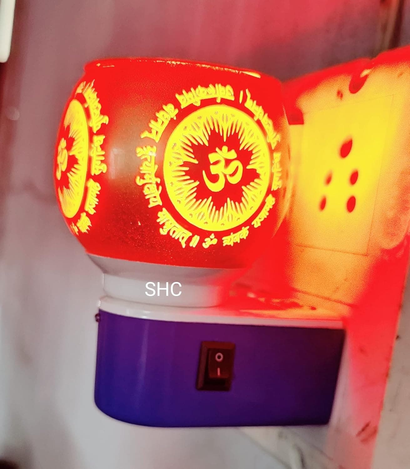 Online Zone Kapur Dani Electrical Camphor Diffuser Glass Kapoor Dani Essential Oil Diffuser with On Off Switch to Toggle Between Burner Lamp Mrityunjaya Mantra