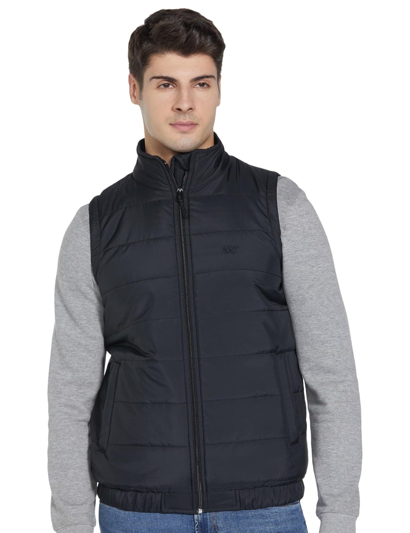 Wildcraft Men Alpine Solid Nylon Blend Collored Casual Quilted Vest, Full Sleeve - Regular fit, Black, M