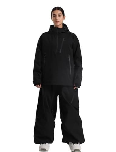 GSOU SNOW Women's Ski Jacket and Pants Set Baggy Snowboard Jacket Snow Suit Waterproof Windproof Hooded Coat L