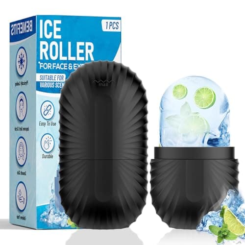 Ice Roller for Face and Eye Reusable Silicone Ice Facial Roller Ice Holder Face Ice Mold Skin Care Ice Cube Roller for Shrink Pores Anti Wrinkle Reduce Puffiness Black