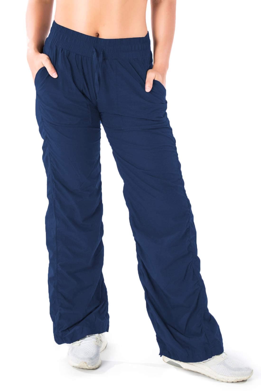 Yogipace Women's Lightweight Straight Leg Dance & Studio Pants, Wrinkle-Resistant Travel Pants, UPF 50+,31",Navy,Size M