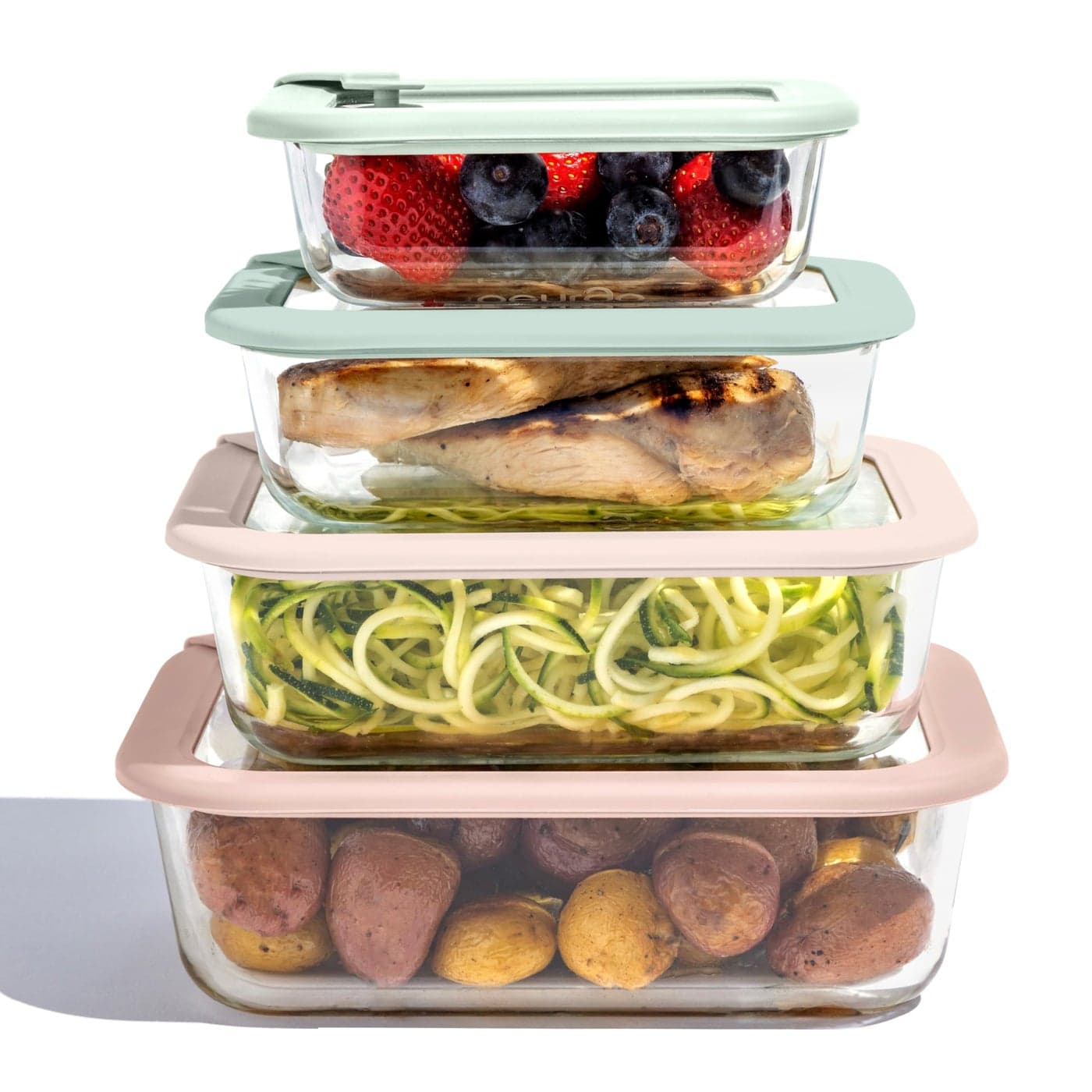 Bentgo Signature LeakProof Glass Food Storage 8Piece Set 1Compartment PlasticFree Containers with Airtight Glass Lids BPAFree Microwave Freezer Oven Dishwasher Safe Desert Sage