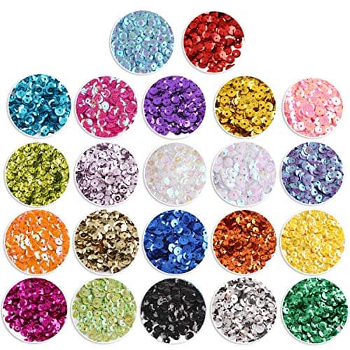 CCINEE 9460 PCS Cup Sequins Bulk Mixed Colors Loose Sequins for Embroidery Crafts 6MM Rainbow Spangles with Holes for DIY Sewing Making
