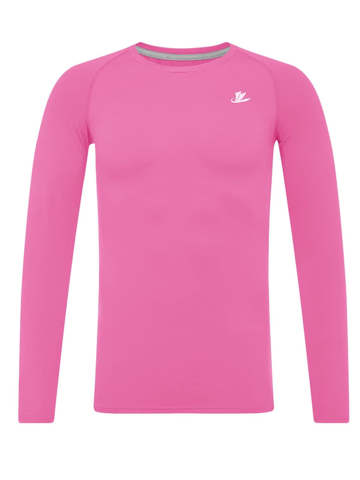 DEVOROPA Youth Boys Compression Shirt Long Sleeve Football Baseball Undershirt Quick Dry Sports Baselayer Pink M
