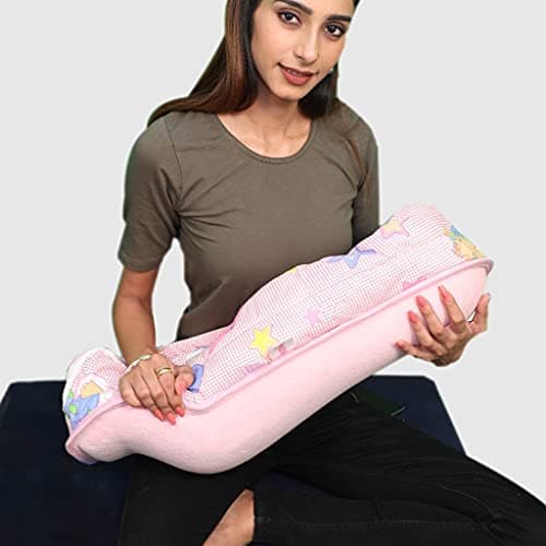 HOOPA 2-in-1 Quilt Covered Pillow (Pink) | Feeding Pillow | Nursing Pillow | Breastfeeding Pillow | Baby Pillow