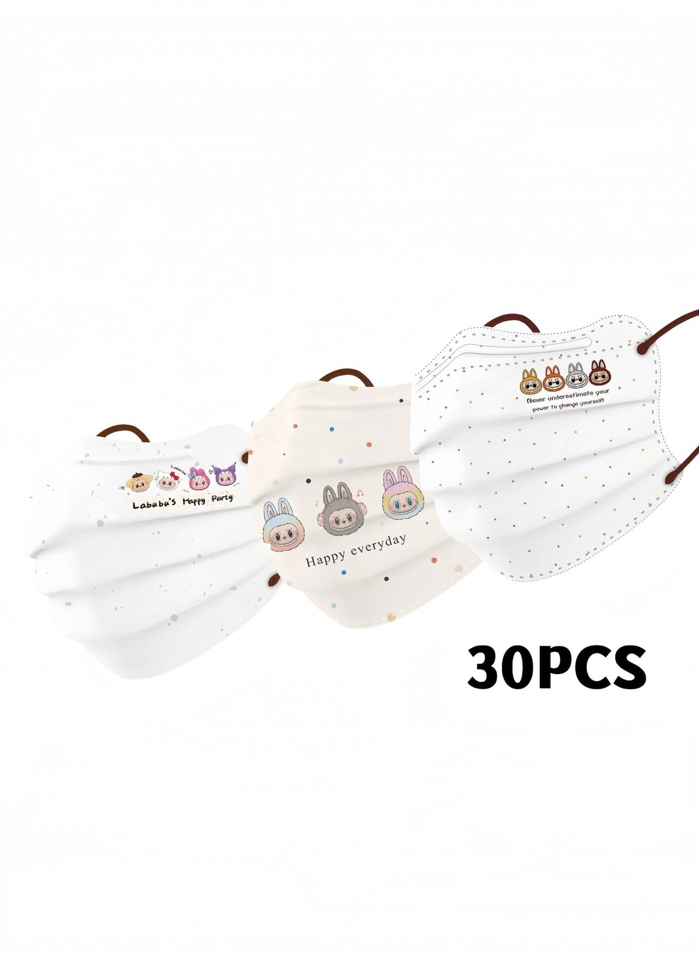 30pcs Butterfly Mask Protective 3D Disposable Dust Mask Individually Packaged (Adult Large) Cute Cartoon
